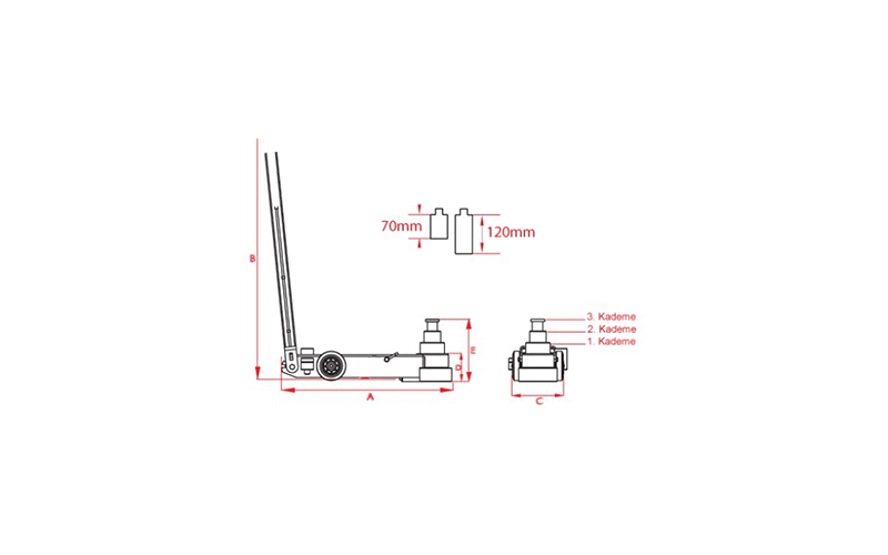 3 Kademeli 45-15 Ton Hidro Pnömatik Kriko